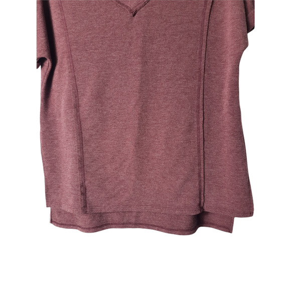 GeeGee Maroon v neckline high low short sleeve top - Picture 4 of 9